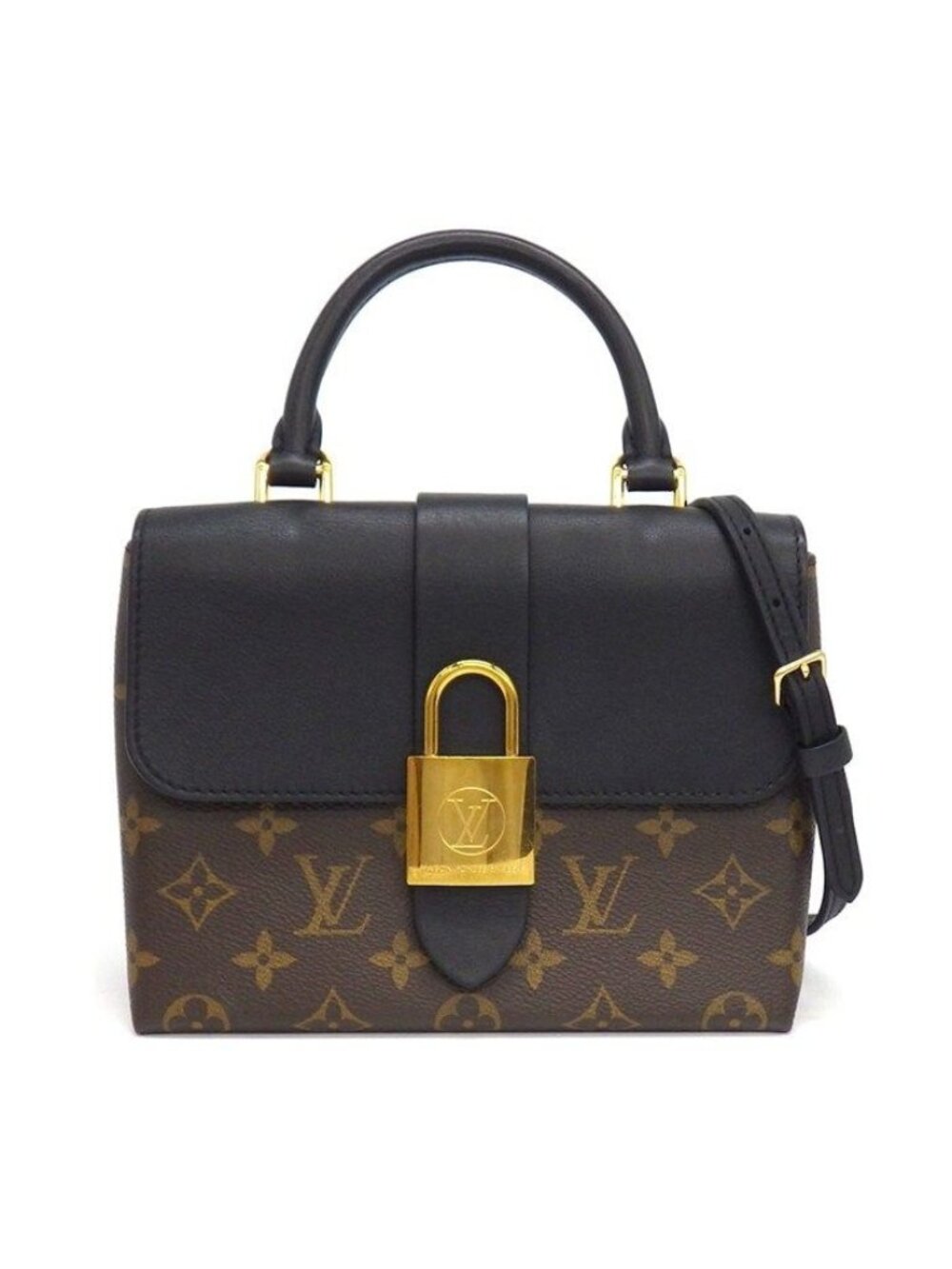 Louis Vuitton Handbag Locky BB Black Monogram Canvas Smooth Gold